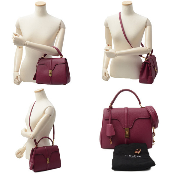 Celine Saise 16 Small 2WAY Handbag Berry - Picture 10 of 10